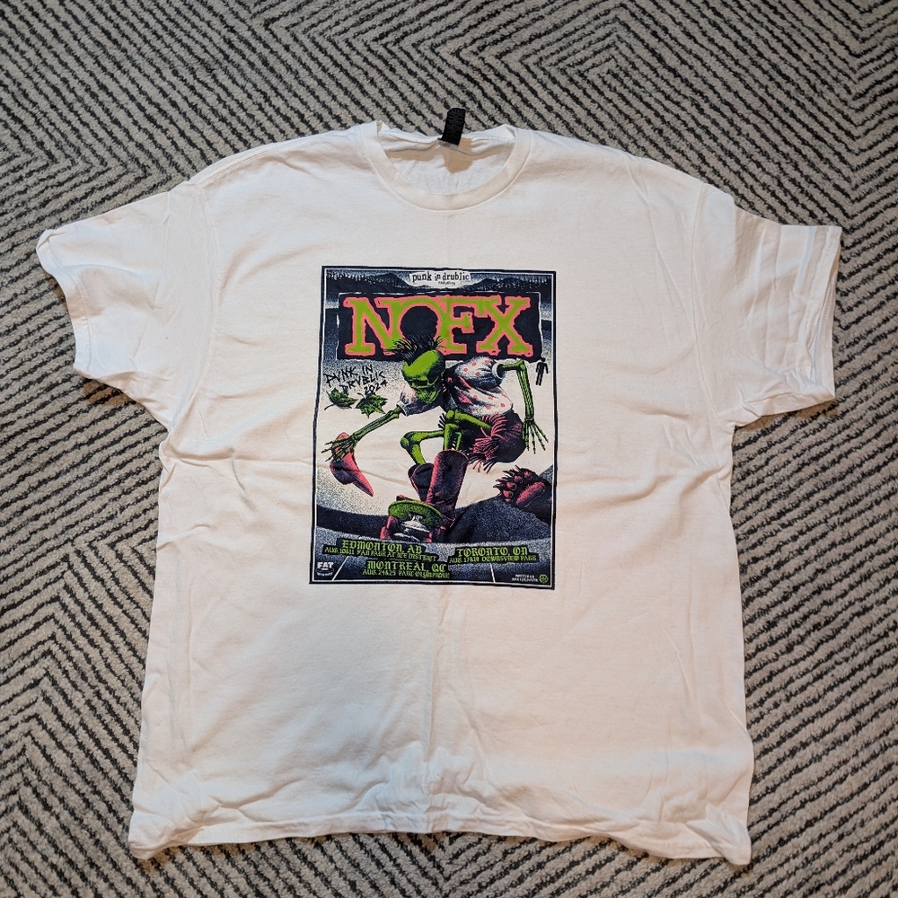 Gildan White NOFX Graphic Tee with Neon Accents